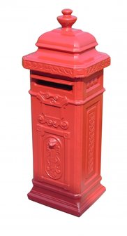Engelse brievenbus beton rood voorkant